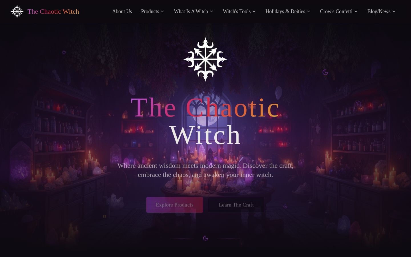 Chaotic Witch website homepage